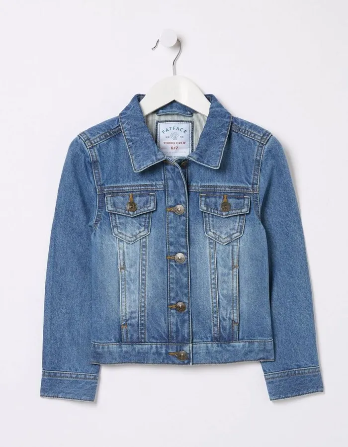 Girls Coats and Jackets FatFace Plain Denim Jacket Denim Blue