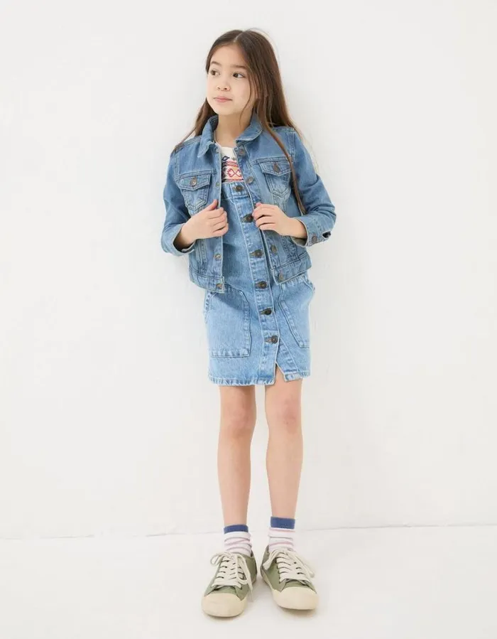 Girls Coats and Jackets FatFace Plain Denim Jacket Denim Blue