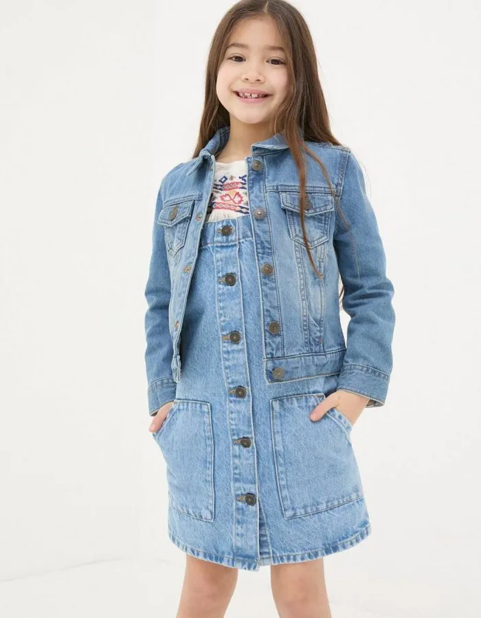 Girls Coats and Jackets FatFace Plain Denim Jacket Denim Blue