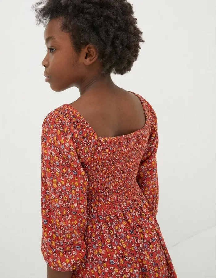 Girls Dresses Skirts and Jumpsuits FatFace Adele Floral Printed Dress Washed Red