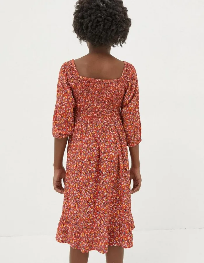 Girls Dresses Skirts and Jumpsuits FatFace Adele Floral Printed Dress Washed Red