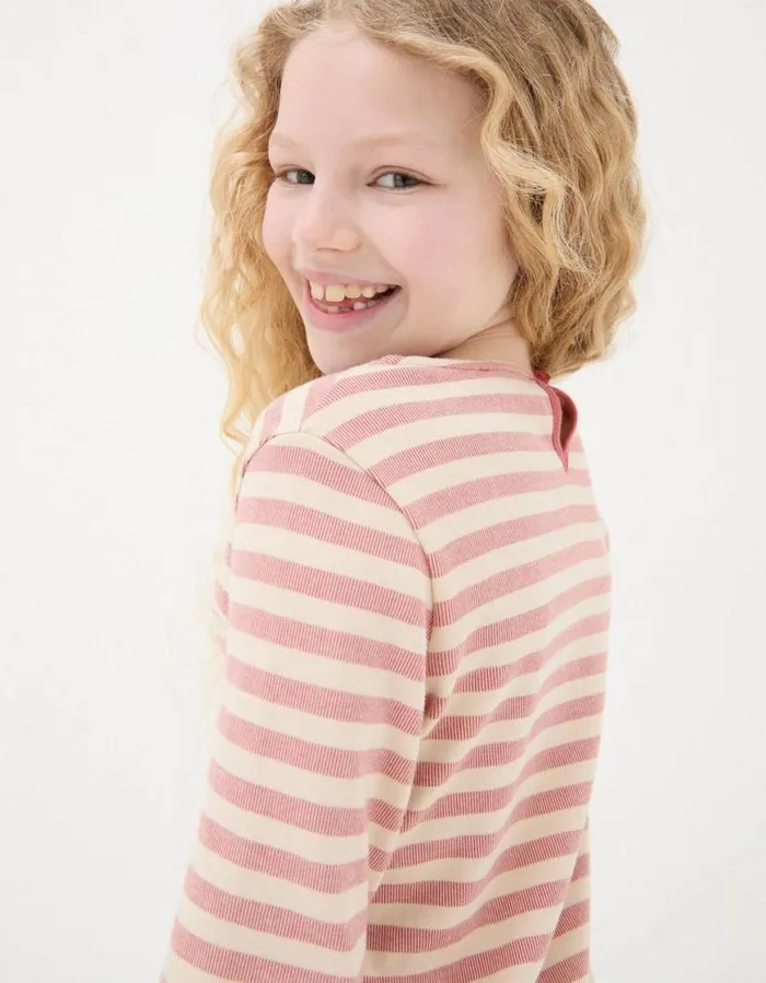 Girls Tops and TShirts FatFace Fine Stripe Jersey T Shirt Natural