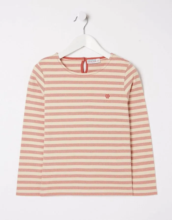 Girls Tops and TShirts FatFace Fine Stripe Jersey T Shirt Natural