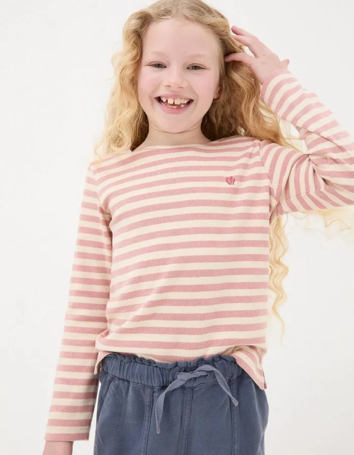Girls Tops and TShirts FatFace Fine Stripe Jersey T Shirt Natural