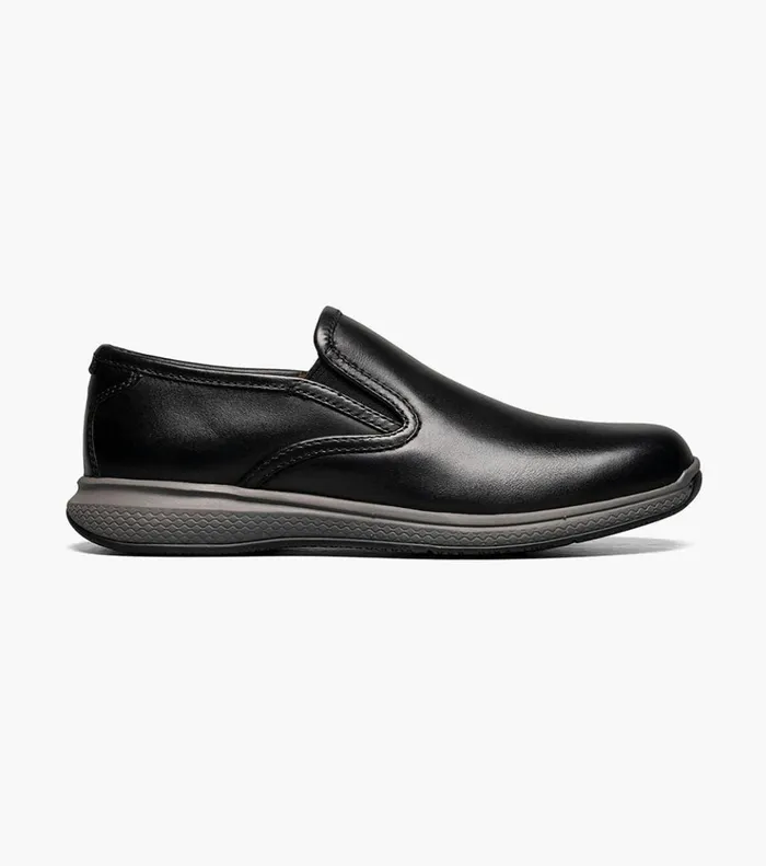 Great Lakes Jr Boys Plain Toe Slip On Black Kids Florsheim Casual Shoes