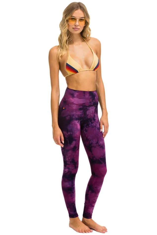 HAND DYED FULL LENGTH HIRISE LEGGINGS 8211 TIE DYE CRYSTAL ROSE WomenMen Aviator Nation Activewear