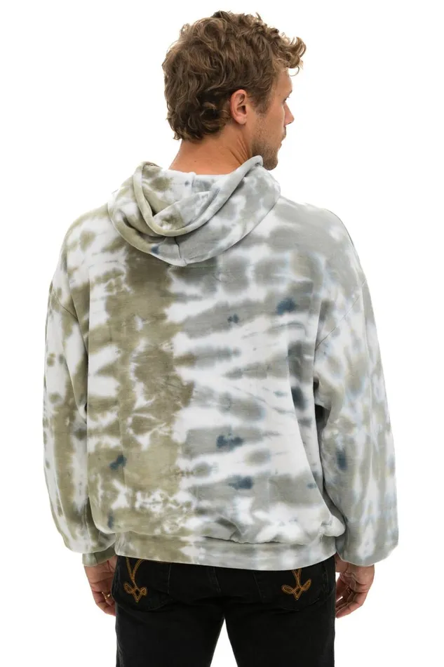 HAND DYED PULLOVER HOODIE RELAXED 8211 TIE DYE GREY OLIVE Women Aviator Nation Hoodies