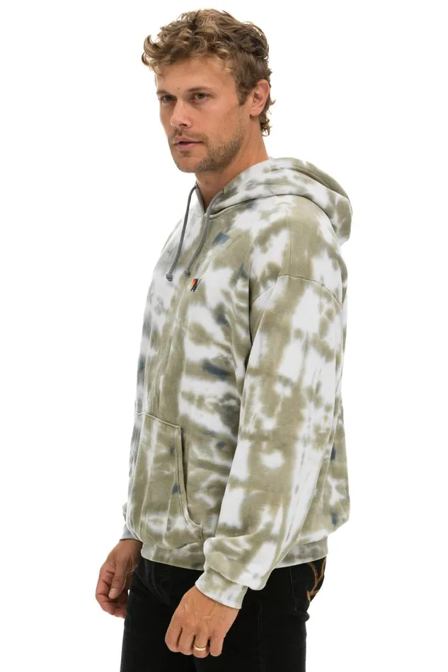 HAND DYED PULLOVER HOODIE RELAXED 8211 TIE DYE GREY OLIVE Women Aviator Nation Hoodies