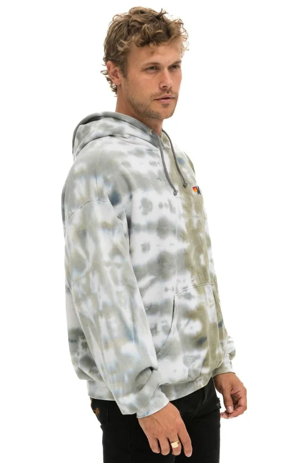 HAND DYED PULLOVER HOODIE RELAXED 8211 TIE DYE GREY OLIVE Women Aviator Nation Hoodies