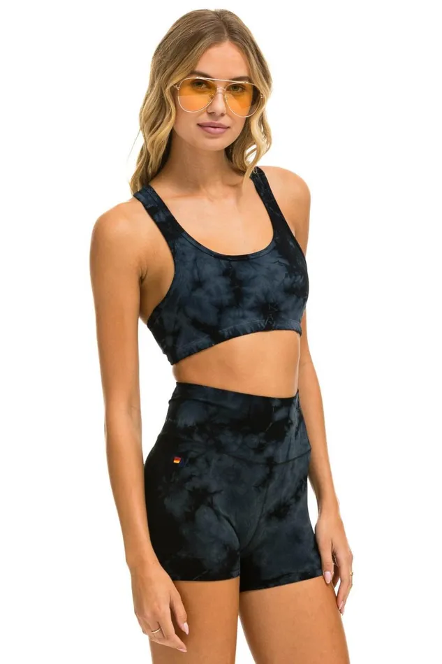 HAND DYED SPORTS BRA 8211 TIE DYE CRYSTAL SMOKE Women Aviator Nation Sports Bras