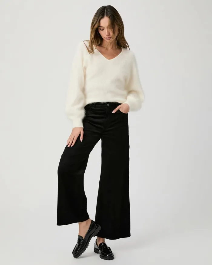 Harper Ankle Wide Leg Pant 8211 Black Velvet Corduroy Women PAIGE Pants