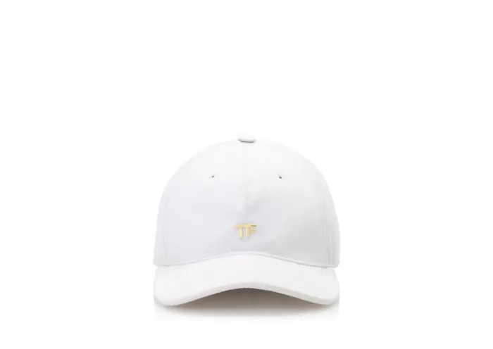 Hats Women TOM FORD COTTON CANVAS TF BASEBALL CAP White Hats Women TOM FORD COTTON CANVAS TF BASEBALL CAP White