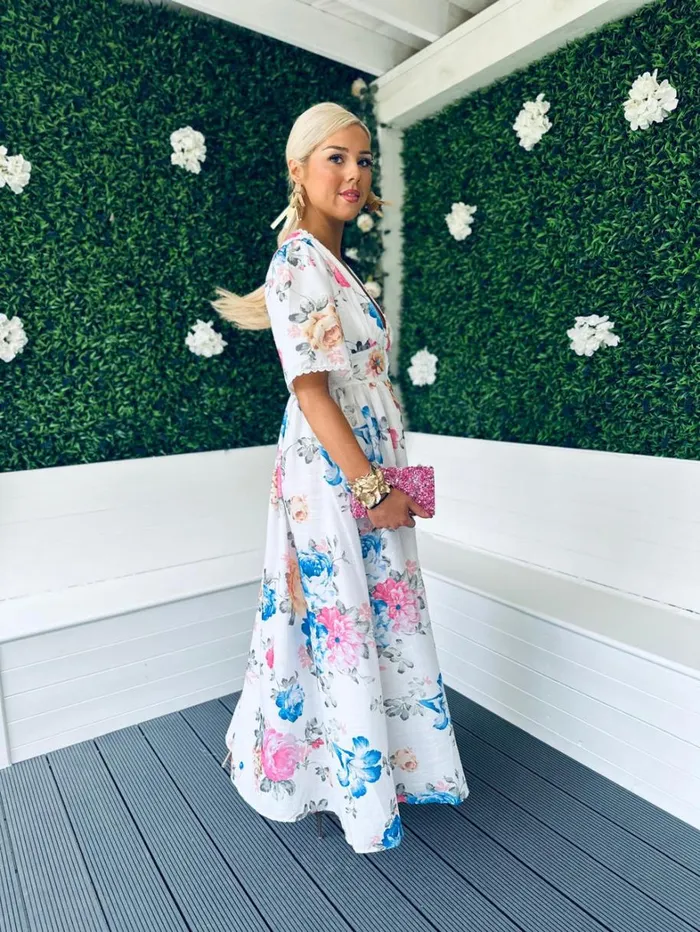 Havana Floral Button Down Maxi Dress White Womens Canella Lane Mini