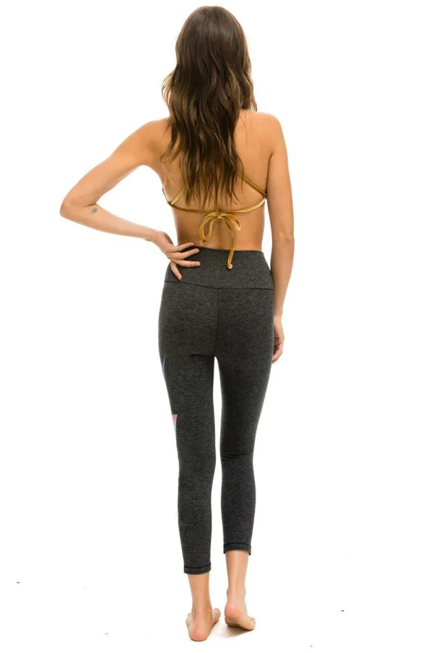 HIRISE CROP RAINBOW BOLT FADE LEGGINGS 8211 CHARCOAL RAINBOW PINK Women Aviator Nation Leggings