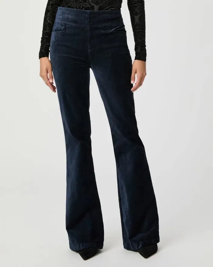 High Rise Lou Lou Flare Pant 8211 Deep Navy Velvet Women PAIGE Pants High Rise Lou Lou Flare Pant 8211 Deep Navy Velvet Women PAIGE Pants