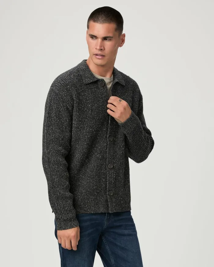 Hinton Cardigan 8211 Speckled Black Men PAIGE Sweaters and Sweatshirts