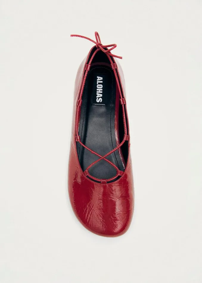 Hollis Onix Red Leather Ballet Flats Women ALOHAS Ballet Flats