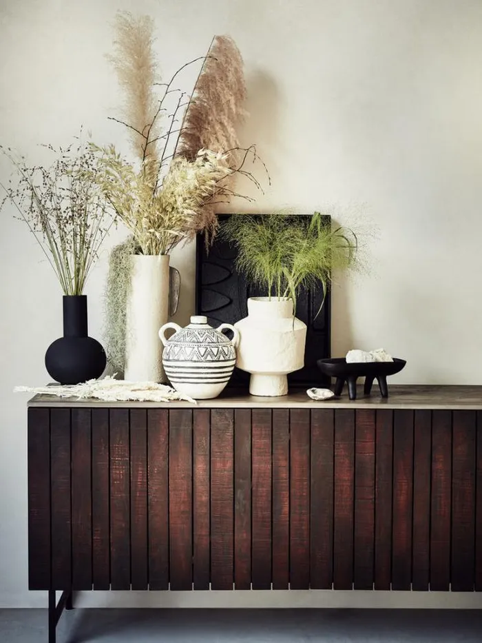 Home French Connection Home Accessories Round Handle Pattern Vase Whiteblack