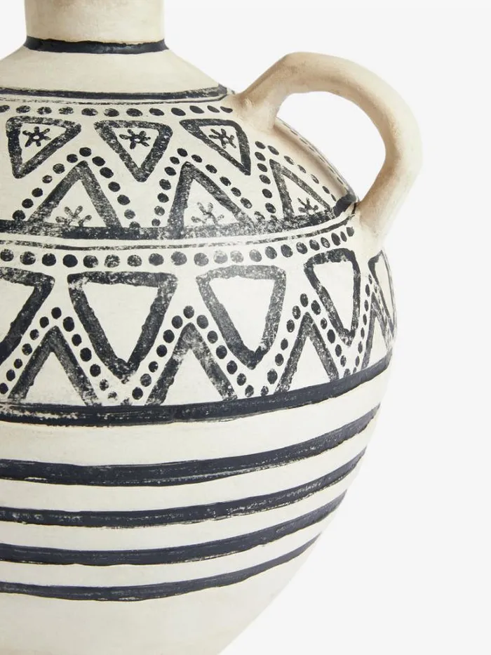 Home French Connection Home Accessories Round Handle Pattern Vase Whiteblack