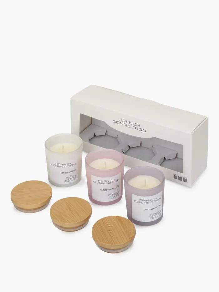 Home French Connection Home Accessories Serenity Candles Set Of 3 Lavendarcoconutstrawberry