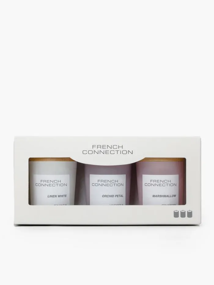 Home French Connection Home Accessories Serenity Candles Set Of 3 Lavendarcoconutstrawberry
