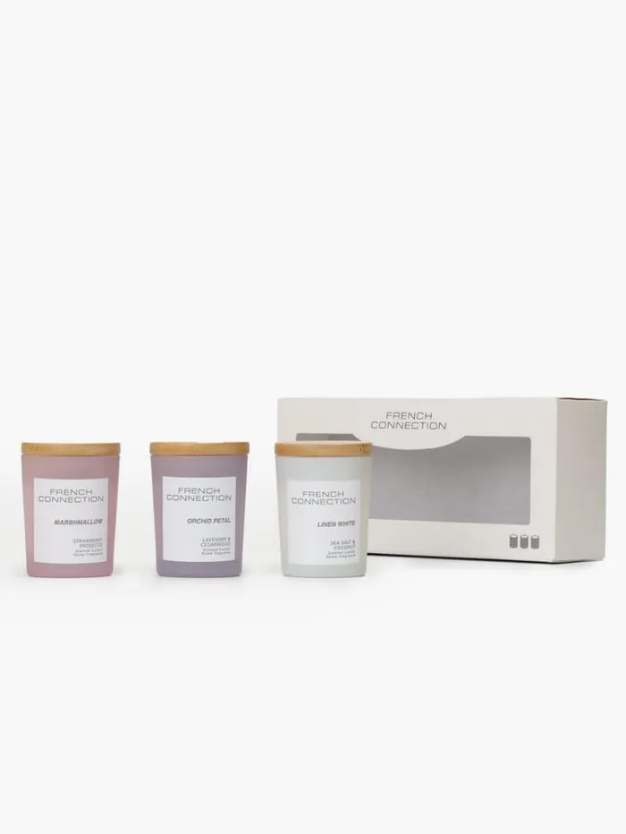 Home French Connection Home Accessories Serenity Candles Set Of 3 Lavendarcoconutstrawberry