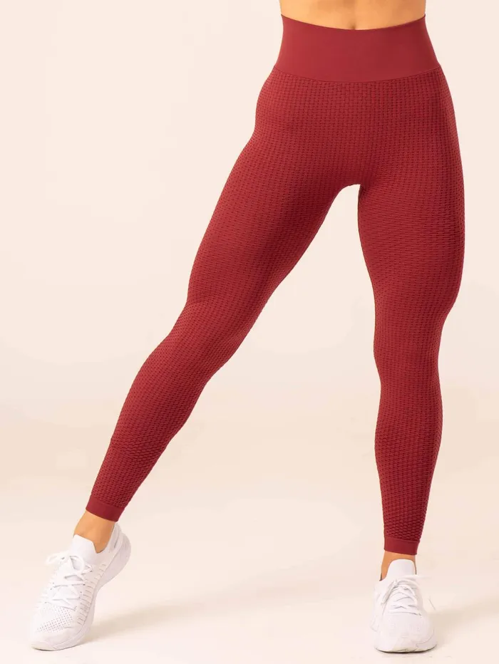 Honeycomb Scrunch Seamless Leggings 8211 Berry Women Ryderwear Leggings