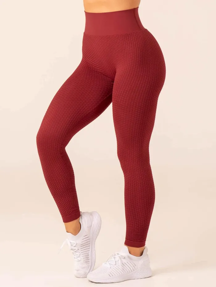Honeycomb Scrunch Seamless Leggings 8211 Berry Women Ryderwear Leggings