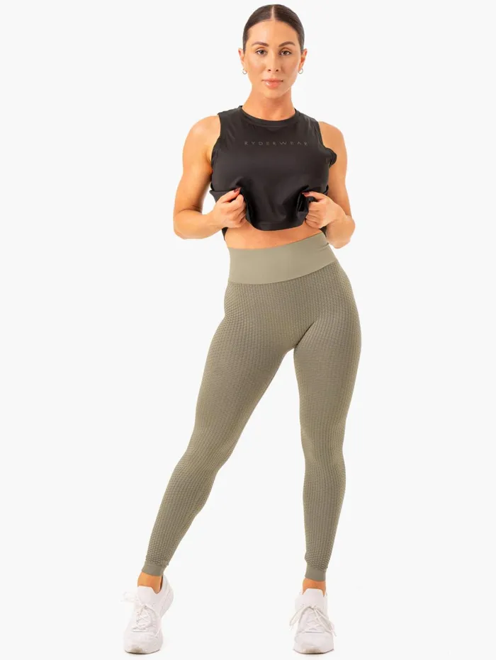 Honeycomb Scrunch Seamless Leggings 8211 Khaki Women Ryderwear Leggings