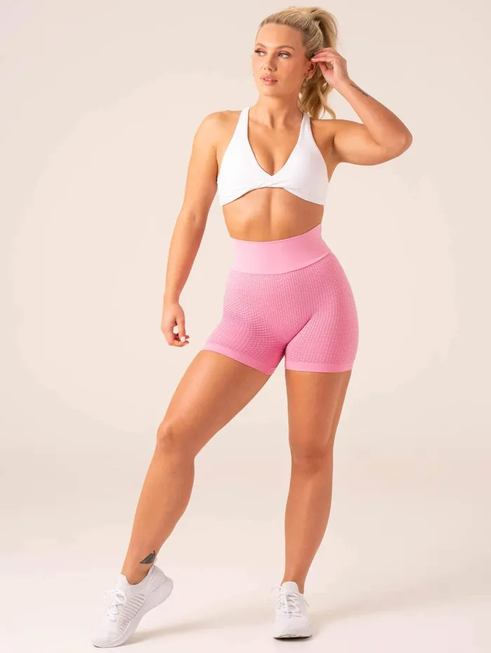 Honeycomb Scrunch Seamless Shorts 8211 Candy Pink Women Ryderwear Gym Shorts