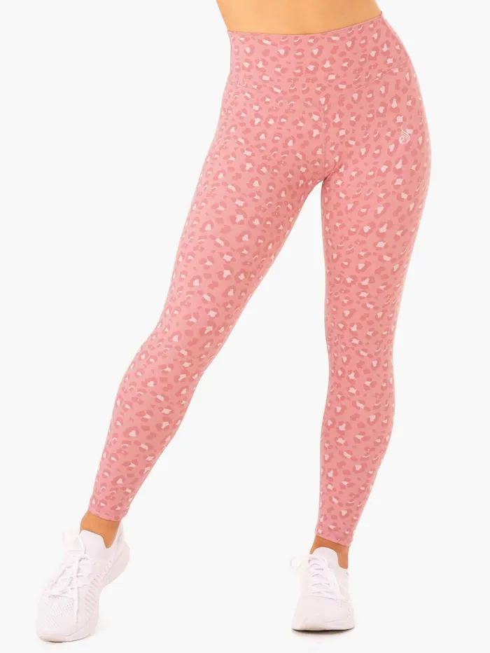 Hybrid Full Length Leggings 8211 Pink Leopard Women Ryderwear Leggings