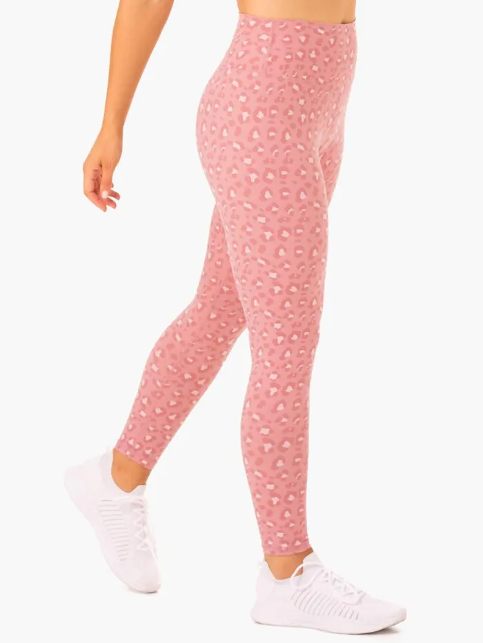 Hybrid Full Length Leggings 8211 Pink Leopard Women Ryderwear Leggings