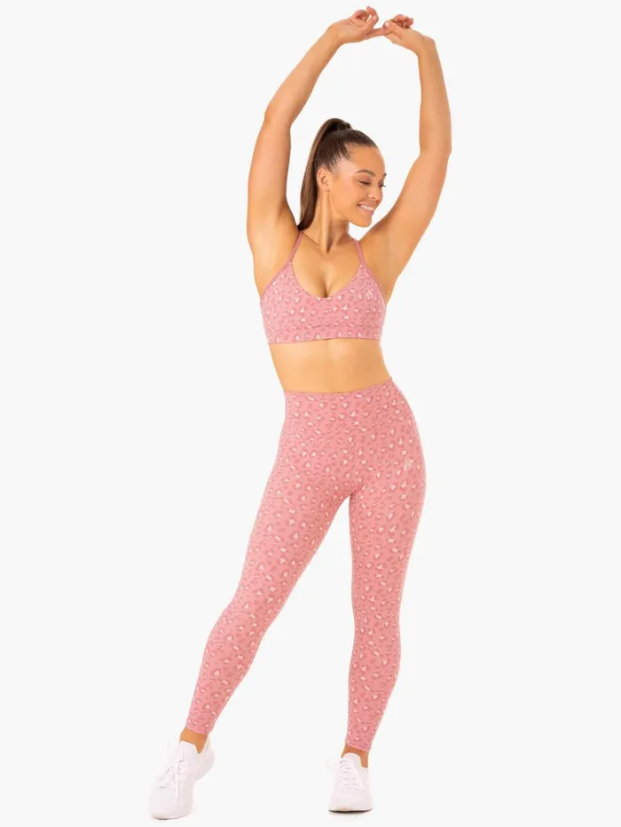 Hybrid Full Length Leggings 8211 Pink Leopard Women Ryderwear Leggings