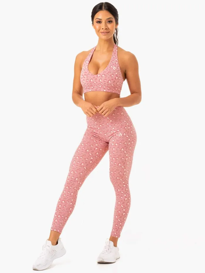 Hybrid Full Length Leggings 8211 Pink Leopard Women Ryderwear Leggings