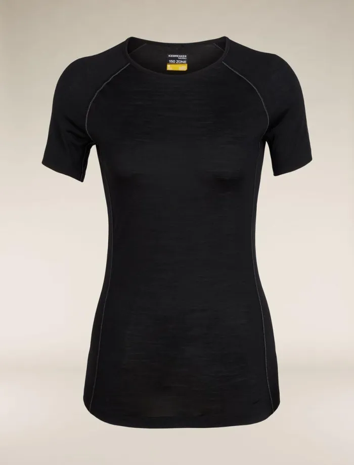 Icebreaker BodyfitZone Merino 150 Zone Short Sleeve Crewe Thermal Top Black Women039s Base Layers Icebreaker BodyfitZone Merino 150 Zone Short Sleeve Crewe Thermal Top Black Women039s Base Layers