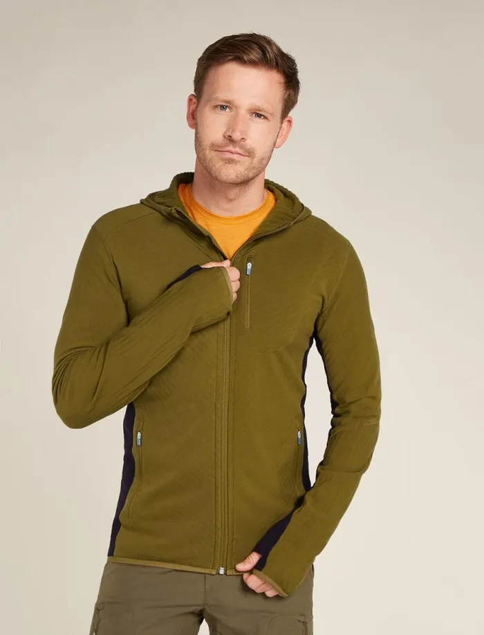 Icebreaker Descender Long Sleeve Zip Hoodie Algae Men039s Sweaters and Hoodies
