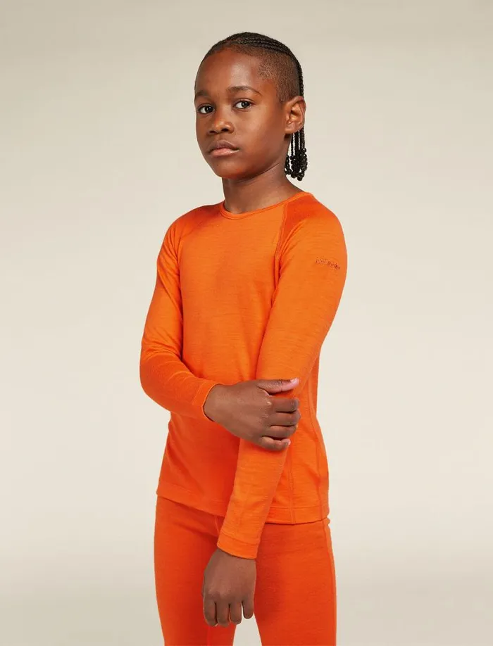 Icebreaker Kids039 Merino 200 Oasis Long Sleeve Crewe Thermal Top Blaze Kids039 Tops and Bottoms Icebreaker Kids039 Merino 200 Oasis Long Sleeve Crewe Thermal Top Blaze Kids039 Tops and Bottoms