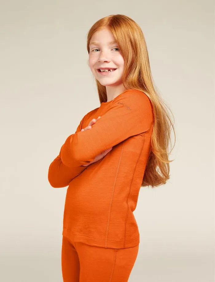 Icebreaker Kids039 Merino 200 Oasis Long Sleeve Crewe Thermal Top Blaze Kids039 Tops and Bottoms Icebreaker Kids039 Merino 200 Oasis Long Sleeve Crewe Thermal Top Blaze Kids039 Tops and Bottoms