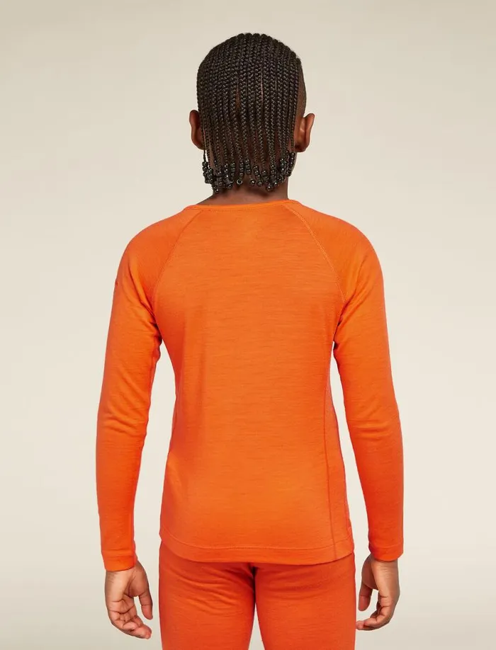 Icebreaker Kids039 Merino 200 Oasis Long Sleeve Crewe Thermal Top Blaze Kids039 Tops and Bottoms Icebreaker Kids039 Merino 200 Oasis Long Sleeve Crewe Thermal Top Blaze Kids039 Tops and Bottoms