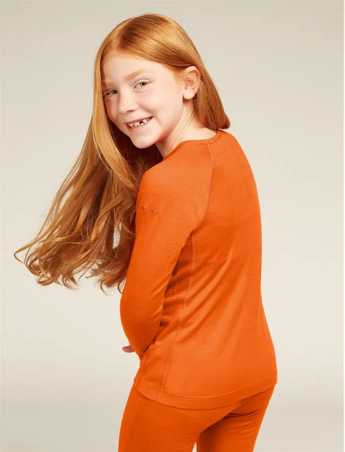 Icebreaker Kids039 Merino 200 Oasis Long Sleeve Crewe Thermal Top Blaze Kids039 Tops and Bottoms Icebreaker Kids039 Merino 200 Oasis Long Sleeve Crewe Thermal Top Blaze Kids039 Tops and Bottoms