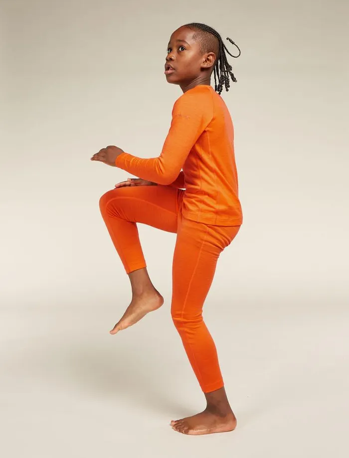 Icebreaker Kids039 Merino 200 Oasis Long Sleeve Crewe Thermal Top Blaze Kids039 Tops and Bottoms Icebreaker Kids039 Merino 200 Oasis Long Sleeve Crewe Thermal Top Blaze Kids039 Tops and Bottoms