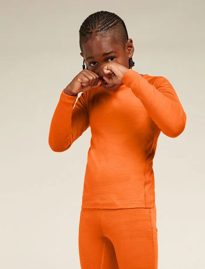 Icebreaker Kids039 Merino 200 Oasis Long Sleeve Crewe Thermal Top Blaze Kids039 Tops and Bottoms Icebreaker Kids039 Merino 200 Oasis Long Sleeve Crewe Thermal Top Blaze Kids039 Tops and Bottoms