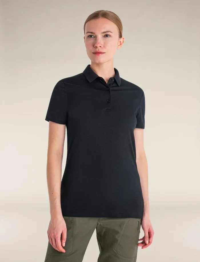 Icebreaker Merino 150 Tech Lite Short Sleeve Polo Black Women039s Tshirts and Tanks
