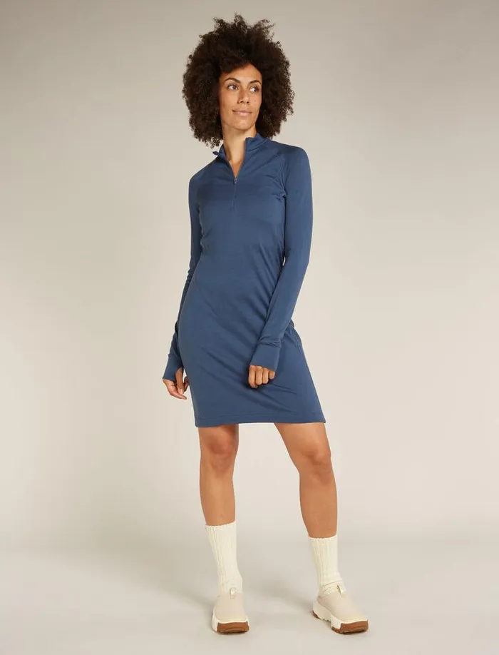 Icebreaker Merino 260 Granary Long Sleeve Half Zip Dress Dawn Women039s Dresses and Skirts