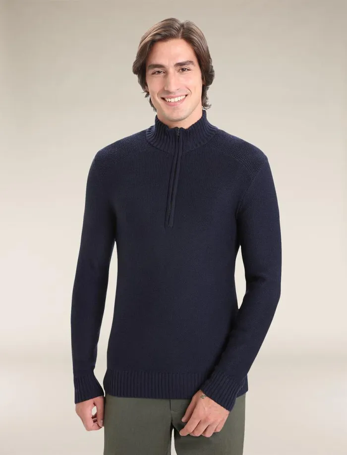 Icebreaker Waypoint Long Sleeve Half Zip Sweater Midnight Navy Men039s Sweaters and Hoodies