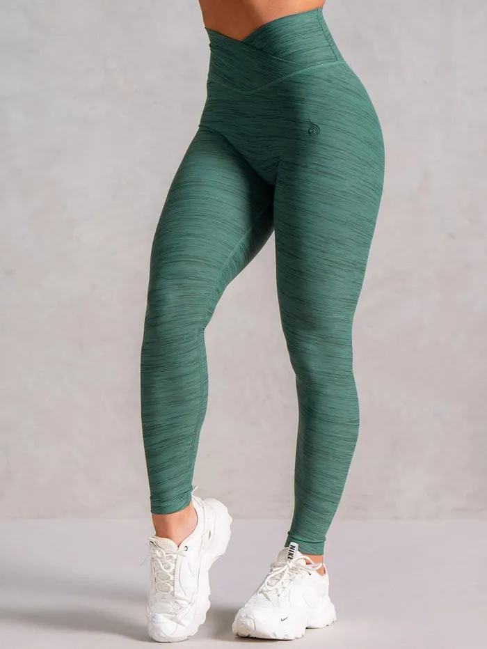 Icon Cross Over Scrunch Leggings 8211 Fern Marl Women Ryderwear Leggings