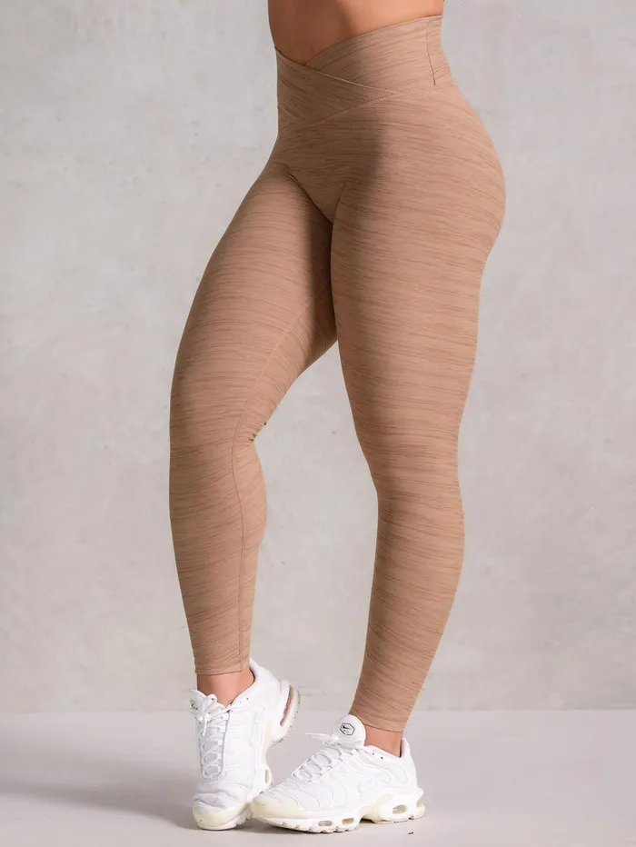 Icon Cross Over Scrunch Leggings 8211 Mocha Marl Women Ryderwear Leggings