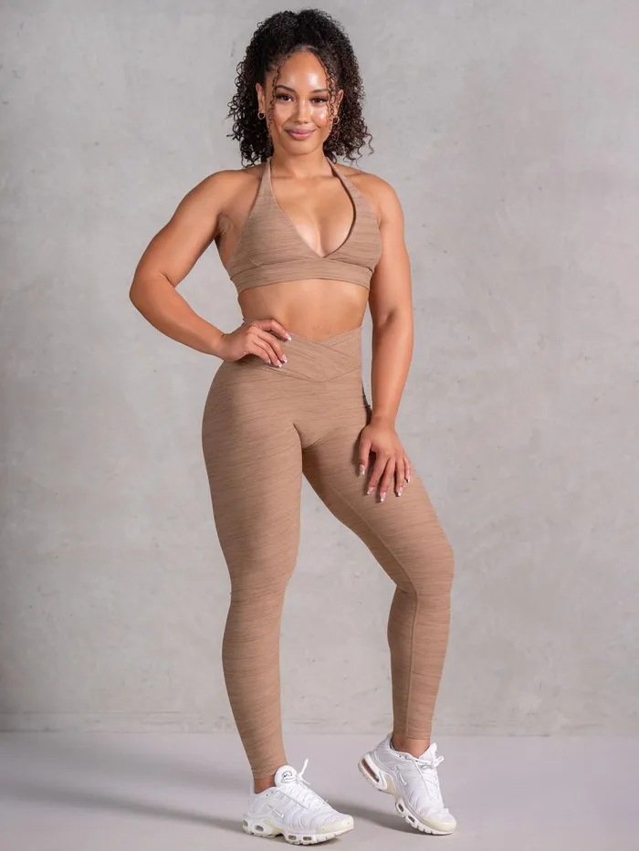 Icon Cross Over Scrunch Leggings 8211 Mocha Marl Women Ryderwear Leggings