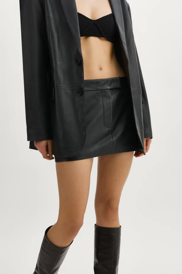 Inaya Leather Micro Mini Skirt Black Women Lamarque SKIRTS
