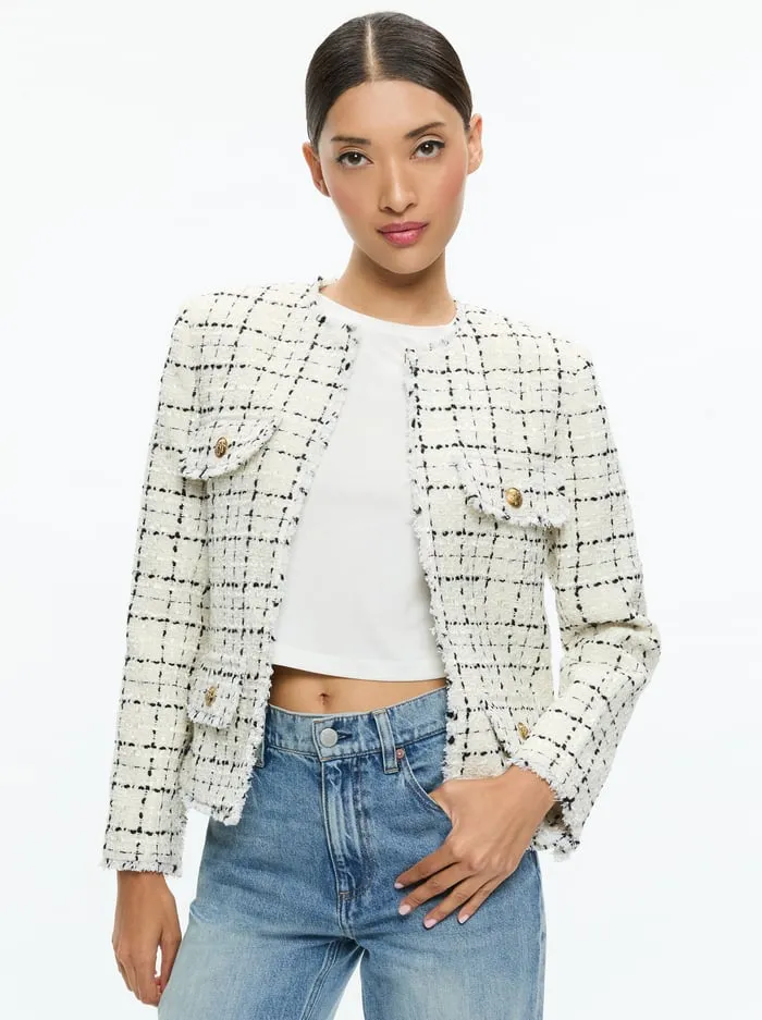 Jackets Coats Women Alice Olivia Dumont Jacket Off Whiteblack